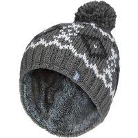 Heat Holders Men's Fleece Lined Thermal Winter Warm Beanie Bobble Hat with Pom Pom in Grey