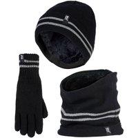Heat Holders Men's Reflective Cold Weather Workwear Set: Hat, Neck Warmer & Gloves in Black | Size: S/M