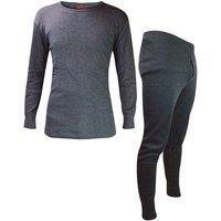 Heat Holders Men's Winter Thermal Underwear Set: Top & Long Johns in Grey | Size: Large