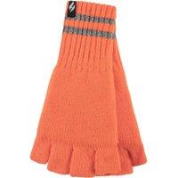 Heat Holders Men's Hi Vis Reflective Fleece Lined Thermal Winter Fingerless Gloves in Burnt Orange