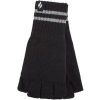 Heat Holders Men's Hi Vis Reflective Fleece Lined Thermal Winter Fingerless Gloves in Black