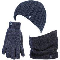 Heat Holders Men's Fleece Lined Thermal Hat & Gloves Neckwarmer Set for Winter in Navy | Size: Large/XL