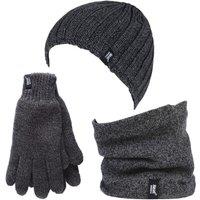 Heat Holders Men's Fleece Lined Thermal Hat & Gloves Neckwarmer Set for Winter in Grey | Size: Large/XL