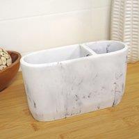 Showerdrape Octavia White Marble & Chrome Toothbrush Holder