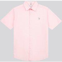 U.S. POLO ASSN. Men's Linen Blend Short Sleeve Shirt in Light Pink | Size: 2XL