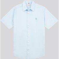 U.S. POLO ASSN. Men's Linen Blend Short Sleeve Shirt in Pale Blue | Size: XL