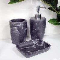 Showerdrape Octavia Grey Marble & Chrome 3 Piece Bathroom Accessory Set