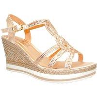 IVACHY Women's Crystal Sparkling Shine Espadrille Style Platform Wedge Sandals in Rose Gold | Size: 7.5