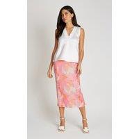 Little Mistress Women's Pink Print Mesh Midaxi Skirt | Size: 12