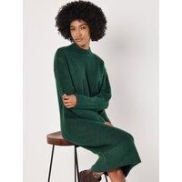 Apricot Women's Waffle Knit Midi Dress in Green | Size: 10