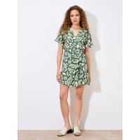 Apricot Women's Floral Paisley Wrap Mini Dress in Green | Size: 16