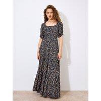 Apricot Women's Floral Paisley Milkmaid Maxi Dress in Navy | Size: 10