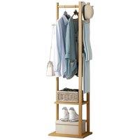 Modcraft Bamboo Coat Stand with Garment Shelf & Hanging Rail in Clear