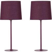 First Choice Lighting Colours - Set of 2 Burgundy 40cm Lamps