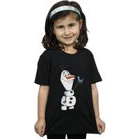 Disney Girl's Frozen 2 Olaf & Salamander Cotton T-Shirt in Black | Size: 7-8 Years
