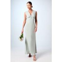 Coast Women's V Neck Empire Seam Crepe Bridesmaid Dress in Sage | Size: 12