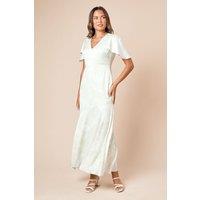 Dorothy Perkins Women's DP Luxe Angel Sleeve V Neck Maxi Dress in Sage | Size: 16