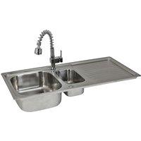 Monstershop Premium Stainless Steel Kitchen Sink & Padstow Tap in Silver