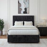 Bedmaster Luxury Velvet Divan Base & Button Headboard in Black | Size: Small Single