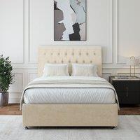 Bedmaster Luxury Velvet 2 Drawer Divan Base & Button Headboard in Natural | Size: Single