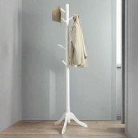 Modcraft Freestanding Wooden Coat Rack with Adjustable Height & 8 Hooks in White