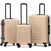 Flight Knight Set of 3 Hard Shell Suitcases Carry On Cabin & Check in Hold Luggage in Light Beige | Size: 3 Pack