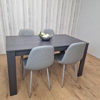KOSY KOALA Dark Grey Dining Table With 4 Grey Padded Chairs Kitching Dining Set