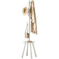 Modcraft Coat Rack Stand Hall Tree with 8 Hooks & Storage Shelf in White