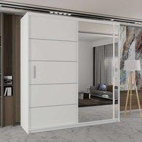 Modern Double Sliding Wardrobe with LED Light W150cm x H217cm x D62cm