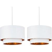 First Choice Lighting Set of 2 Kozy - White & Gold 30cm Pendant Shades