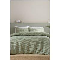 Catherine Lansfield 'Jacob Geo' Soft Touch Duvet Cover Set in Light Green | Size: Double