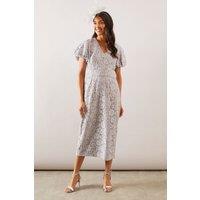 Wallis Women's Occasion Lace Pencil Midi Dress in Grey | Size: 12