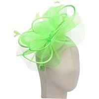 PEACH ACCESSORIES Women's Plain Delicate Mesh Loops & Feather Accents Fascinator in Light Green
