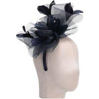 PEACH ACCESSORIES Women's Royal Ascot Feather Fascinator Hat with Bow Detail in Navy