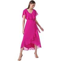 Roman Women's Chiffon Midi Wrap Dress in Fuchsia | Size: 10
