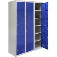 Monstershop 3 x Metal Storage Lockers - Six Doors, Blue - Flatpack