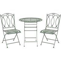 Charles Bentley Rustic Wrought Iron Outdoor Bistro Set - Sage Green