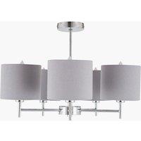 Ruma Metal & Linen 5 Arm Light Pendant Grey Ceiling Lamp