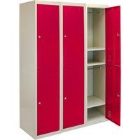 Monstershop 3 x Metal Storage Lockers - Two Doors, Red - Flatpack