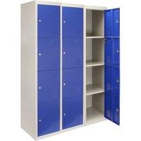 Monstershop 3 x Metal Storage Lockers - Four Doors, Blue - Flatpack