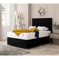 Bed Choices Montana Bed Set No drawer - Includes Mattress & Headboard - Plush Velvet in Black | Size: Small Double