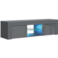 Mex Furniture LTD TV Unit with LED Lights & Gloss Doors / 130cm in Dark Grey