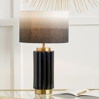 Ruma Textured Dark Green & Gold Ceramic Art Deco Table Lamp in Black