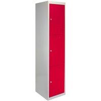 Monstershop Metal Storage Lockers - Three Doors, Flatpacked, Red