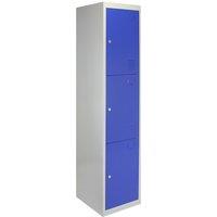 Monstershop Metal Storage Lockers - Three Doors, Flatpacked, Blue