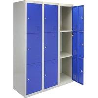 Monstershop 3 x Metal Storage Lockers - Three Doors, Blue - Flatpack