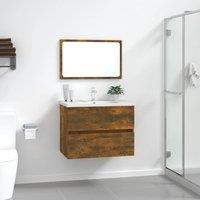 Berkfield Home 2 Piece Bathroom Furniture Set Smoked Oak Engineered Wood in Brown