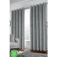 Enhanced Living 100% Blackout Luxury Supersoft Velvet Thermal Eyelet Curtains for Living Room & Bedrooms in Grey | Size: 117 cm width x 183 cm drop