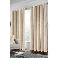 Enhanced Living 100% Blackout Luxury Supersoft Velvet Thermal Eyelet Curtains for Living Room & Bedrooms in Cream | Size: 168 cm width x 183 cm drop