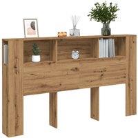 Berkfield Home Headboard Cabinet Artisian Oak 180x18.5x102.5 cm Engineered Wood in Brown